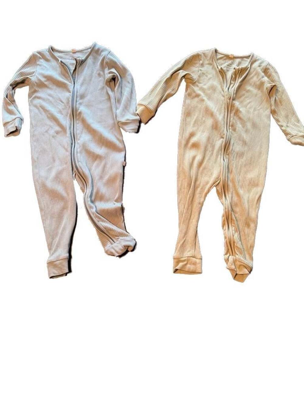 MORI Baby bamboo organic cotton Ribbed Zip Sleepsuit, 18-24 Months, Set of 2